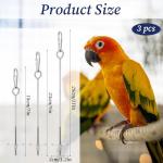 3Pcs Parrot Fruit Stick Feeder Fruit Vegetable Treats Skewer Bird Cage Stainless Steel Food Holder for Hanging Bird Foraging Toys for Macaw Parakeet Budgie (3 Sizes)