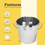 AASPIRE PETS 1 Quart Stainless Steel Flat Sided Pail with Dual Hooks | Hanging Bucket for Dog, Cat, Bird & Small Animals | Durable Food & Water Bowl Fits Kennels, Crates & Cages | Multipurpose Use