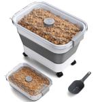 Dog Food Storage Container, 10-23 Lbs Collapsible Dog Food Container with Transparent Airtight Lid, Wheels and Scoop, Travel Pet Food Storage Container for Cat, Dog and Bird, Keep Dry Food Fresh