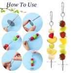 3Pcs Parrot Fruit Stick Feeder Fruit Vegetable Treats Skewer Bird Cage Stainless Steel Food Holder for Hanging Bird Foraging Toys for Macaw Parakeet Budgie (3 Sizes)