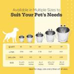 AASPIRE PETS 1 Quart Stainless Steel Flat Sided Pail with Dual Hooks | Hanging Bucket for Dog, Cat, Bird & Small Animals | Durable Food & Water Bowl Fits Kennels, Crates & Cages | Multipurpose Use