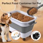 Dog Food Storage Container, 10-23 Lbs Collapsible Dog Food Container with Transparent Airtight Lid, Wheels and Scoop, Travel Pet Food Storage Container for Cat, Dog and Bird, Keep Dry Food Fresh