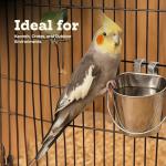 AASPIRE PETS 1 Quart Stainless Steel Flat Sided Pail with Dual Hooks | Hanging Bucket for Dog, Cat, Bird & Small Animals | Durable Food & Water Bowl Fits Kennels, Crates & Cages | Multipurpose Use