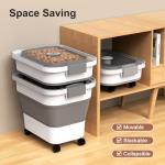 Dog Food Storage Container, 10-23 Lbs Collapsible Dog Food Container with Transparent Airtight Lid, Wheels and Scoop, Travel Pet Food Storage Container for Cat, Dog and Bird, Keep Dry Food Fresh
