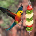 3Pcs Parrot Fruit Stick Feeder Fruit Vegetable Treats Skewer Bird Cage Stainless Steel Food Holder for Hanging Bird Foraging Toys for Macaw Parakeet Budgie (3 Sizes)