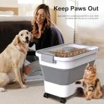 Dog Food Storage Container, 10-23 Lbs Collapsible Dog Food Container with Transparent Airtight Lid, Wheels and Scoop, Travel Pet Food Storage Container for Cat, Dog and Bird, Keep Dry Food Fresh
