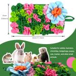 Small Animals Foraging Mat – Cute Rabbit Feeding Mat with Fun Design, Slow Eat Durable Fleece Pad for Rabbits, Hamsters, Guinea Pigs (Green)