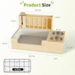 Chloraeon 4-in-1 Waterproof Wooden Rabbit Hay Feeder with Litter Box, 2 Bowls, and Water Bottle, Large Capacity and Waste-Preventing Design, for Guinea Pig, Chinchilla, Bunny, and Other Small Animals