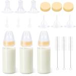 ASEVAT 5 oz 3PackPet Feeding Bottle, Anti-Choking Puppy Feeder Design,with 3pcs Replaceable and Reusable Silicone Nipples for Feeding Puppies, Kittens, Small Animals
