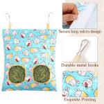 UPINS 3 Hay Bag for Rabbits 2-Hole Hanging Hay Feeder Guinea Pig Hay Bags, Hay Feeder for Rabbits Chinchillas Hamsters Small Pets and Animals(Light Color)