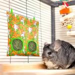 UPINS 3 Hay Bag for Rabbits 2-Hole Hanging Hay Feeder Guinea Pig Hay Bags, Hay Feeder for Rabbits Chinchillas Hamsters Small Pets and Animals(Light Color)