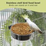 DVHEY 2 Pcs Small Bird Feeding Dish Cups,Parrot Food Bowl Cage with Clamp Holder Stainless Steel,Birdcage Coop Water Feeder for Cockatiel Parakeet Macaw Finches Lovebirds Small Animals (2 Pack, Small)