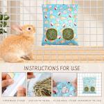 UPINS 3 Hay Bag for Rabbits 2-Hole Hanging Hay Feeder Guinea Pig Hay Bags, Hay Feeder for Rabbits Chinchillas Hamsters Small Pets and Animals(Light Color)