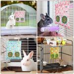 UPINS 3 Hay Bag for Rabbits 2-Hole Hanging Hay Feeder Guinea Pig Hay Bags, Hay Feeder for Rabbits Chinchillas Hamsters Small Pets and Animals(Light Color)