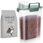 LEAWALK 5-7Lbs Cat Dog Storage Container, Portable Pet Food Containers with Upgraded Large Spout and Cup, Small Animal Kibble Dispenser for Bird Seed, Oatmeal, Rice, Flour, Brown Sugart-Dark Green