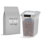 IRIS USA Airtight Dog Food Storage Container, WeatherPro, Up to 10 lbs, Removable Wheels, for Dog Cat Bird and Other Pet Food Storage Bin, Keep Fresh, Translucent Body, Made in USA, Clear/Gray