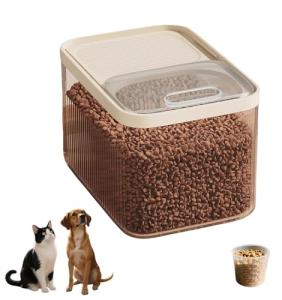 High-Capacity Pet Food Container Airtight with Cup, Dog Food Storage Container,Durable Design for Dog/Cat/Bird Food Storage, Keep Dry Food Fresh (Transparent, 15 pounds)