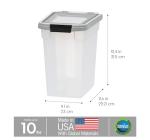 IRIS USA Airtight Dog Food Storage Container, WeatherPro, Up to 10 lbs, Removable Wheels, for Dog Cat Bird and Other Pet Food Storage Bin, Keep Fresh, Translucent Body, Made in USA, Clear/Gray