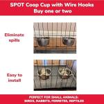 SPOT Stainless Steel Coop Cup with Wire Hooks – Durable, Chew-Resistant Food Bowl for Cages and Crates, Ideal for Feeding Birds, Parrots, Rabbits, Ferrets, and Reptiles, 10oz (1-1/4 Cups)