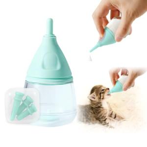 RockTech Ergonomic Kitten Bottle Feeding kit, Puppy Bottles for Nursing Puppy Milk -40ml Anti-Choking Slow Flow Nursing Bottle for Newborn Kittens/Puppies/Small Animals,Silicone Feeder (Blue)