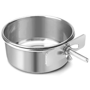 Reshiho Dog Bowl Stainless Steel Pet Hanging Food Water Bowl Cage Feeding Cup Feeder for Dogs Cats Rabbits Birds Small Animal (Small)