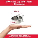 SPOT Stainless Steel Coop Cup with Wire Hooks – Durable, Chew-Resistant Food Bowl for Cages and Crates, Ideal for Feeding Birds, Parrots, Rabbits, Ferrets, and Reptiles, 10oz (1-1/4 Cups)