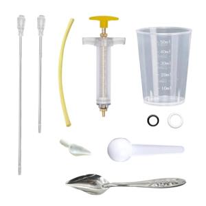 SQUSIMEI 8 Pcs Bird Feeding Syringe Set Feeding Tubes for Baby Birds Parrot Hand Feeding Syringe Pet Syringe Feeding Tube Stainless Steel Metal Feeding Spoon Small Animals (30ml-Set of Eight)