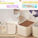 High-Capacity Pet Food Container Airtight with Cup, Dog Food Storage Container,Durable Design for Dog/Cat/Bird Food Storage, Keep Dry Food Fresh (Transparent, 15 pounds)
