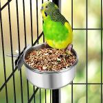 Reshiho Dog Bowl Stainless Steel Pet Hanging Food Water Bowl Cage Feeding Cup Feeder for Dogs Cats Rabbits Birds Small Animal (Small)