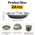Hamiledyi 24 Pcs Stainless Steel Cat Bowls Shallow Metal Pet Dishes Cat Food Feeding Plates Replacement Whisker Fatigue Kitten Food Bowl for Dogs Cats and Other Small Animals (5.40 Inch Diameter)