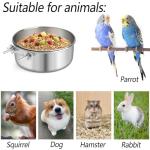 3 Pcs Stainless Steel Bird Food Water Bowls, Parrot Feeding Dish Cups with Clamp Holder Bird Ball Toys for Chinchilla, Cockatiel, Conure, Budgies, Parakeet, Lovebirds, Small Animals (Small)
