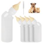 FEDIPUP Pack of 5 Reusable Pet Nursing Bottles with Short Silicone Nipples - Curved Feeding Bottles for Newborn Kittens, Puppies, Rabbits, Cats, Dogs - Ideal Bottle Kit for Small Animal Feeding