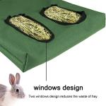 Rabbit Hay Feeder Bag Guinea Pigs Hanging Hay Rack Manger Holder Dispenser Small Animal Feeder Storage Pouch for Bunny Chinchilla Hamster (Black, 2 Windows)