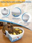 Niwaes Chinchilla Food Bowl Ceramic Guinea Pig Cage Feeder Hanging Bunny Food Dish Small Animal Feeding Bowls for Syrian Hamster Ferret Gerbils (Blue)
