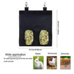 Rabbit Hay Feeder Bag Guinea Pigs Hanging Hay Rack Manger Holder Dispenser Small Animal Feeder Storage Pouch for Bunny Chinchilla Hamster (Black, 2 Windows)