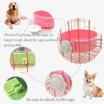 kathson Crate Dog Bowl, Removable Stainless Steel Hanging Pet Kennel Cage Bowl Food & Water Feeder Coop Cup for Puppy, Cat, Rabbit, Guinea Pigs Ferret Bird (2 PCS, Size: M, Blue and Green)