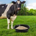 Cididu 3 Pack Rubber Feed Pan, 8 Quart Large Horse Feed Bucket, Heavy Duty Rubber Water Bowl for Livestock, Stackable Chicken Dust Bath Tub for Pig Goat Dog Cat Farm Animal Feeding, 14.5'' x 4.5''