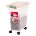 IRIS USA WeatherPro Airtight Dog Food Storage Container, Up to 22 lbs, Attachable Wheels, For Dog Cat Bird and Other Pet Food Storage Bin, Keep Fresh, Translucent Body, Clear/Almond