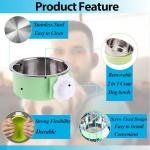 Mechpia 2 Pieces Crate Dog Bowl, Removable Stainless Steel Pet Kennel Hanging Food Water Feeder Bowl Cage Coop Cup for Puppy Medium Dog Cat Rabbit Ferret Bird (Blue,Green)