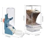 NIENIE No Mess Bird Feeder Water Dispenser Set, Automatic Transparent Parrot Feeder Acrylic Parrot Food Container Drinker, Blue (Pack of 2)