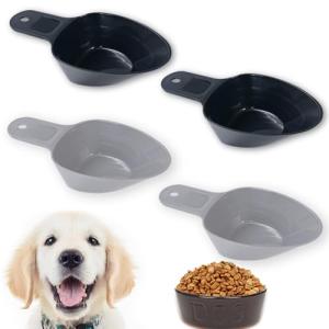 BueRallan 4PCS Dog Food Scoop 1 Cup, Plastic Pet Food Scoop with Measuring Lines 1/2 Cup 1/4 Cup for Dogs Cats Birds and Rabbits