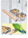 Bird Cage Seed Catcher Feeder with Perch and Anti-Slip Stand, Parrot Food Bowl for Medium Birds, Conures, Caiques, Small Cockatoos (S)