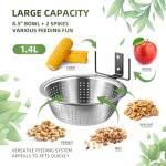 TKMSV 2 Pack 8.5"/1.4L Squirrel & Bird Feeder Combo - 1 Metal Food Bowl with Colander System + 1 Water/Bath/Swim Tray | Tree/Fence Mounted Perfect for Outside | Removable Easy Clean Wildlife Delight