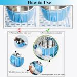 Mechpia 2 Pieces Crate Dog Bowl, Removable Stainless Steel Pet Kennel Hanging Food Water Feeder Bowl Cage Coop Cup for Puppy Medium Dog Cat Rabbit Ferret Bird (Blue,Green)