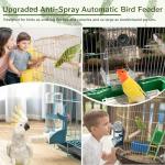 NIENIE No Mess Bird Feeder Water Dispenser Set, Automatic Transparent Parrot Feeder Acrylic Parrot Food Container Drinker, Blue (Pack of 2)