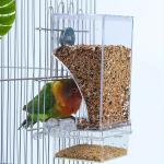 NIENIE No Mess Bird Feeder Water Dispenser Set, Automatic Transparent Parrot Feeder Acrylic Parrot Food Container Drinker, Blue (Pack of 2)