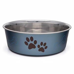 Loving Pets Bella Dog Bowls- Stainless Steel Dog & Cat Bowls - Spill Proof Dog Food Bowl, Cat Bowl, Puppy Essentials & Pet Supplies Great for Home & Travel (Medium 20-25 lbs, Blueberry)