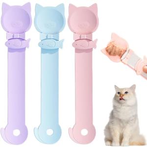 PETPAWLOVELY-3PCS Cat Treat Spoon Squeeze,Cat Strip Feeder spoon,Multi-Function Cat Treat Dispenser,Easy Feeding Cat Spoon for Licky Treats,Cat Food Spoon for Wet Food(3 Color)