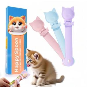 LICKJIMO-3PCS Cat Treat Dispenser,Multi Function Spoon for Churu Lickable Cat Treats,Cat Treat Spoon for Lickable Cat Treats Squeeze up,Food Dispenser Cat Feeder,Cat Food Spoon Big Size