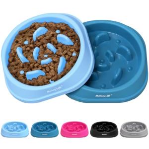 MateeyLife Small Slow Feeder Cat Bowls 2PCS, Anti-Choking Puzzle Cat Food Bowls, Anti-Slip Interactive Dog Feeding Slow Down Eating, Bloat Stop Maze Dishes Dog Feeder for Small Breeds 1 Cup